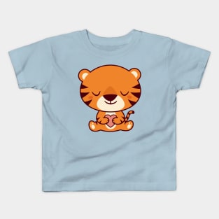 Kawaii Cute Tiger Sitting Down Kids T-Shirt
